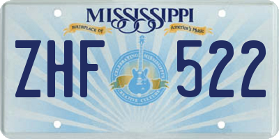MS license plate ZHF522