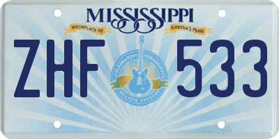 MS license plate ZHF533