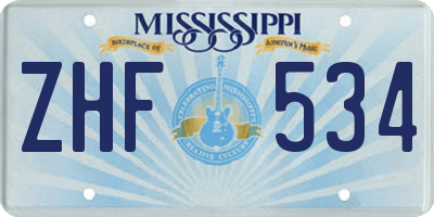 MS license plate ZHF534