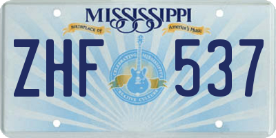 MS license plate ZHF537