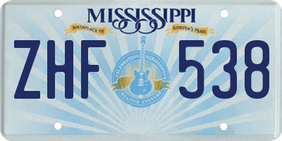 MS license plate ZHF538
