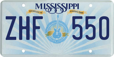 MS license plate ZHF550
