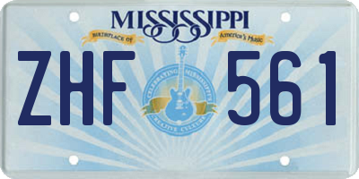 MS license plate ZHF561