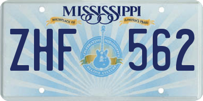 MS license plate ZHF562