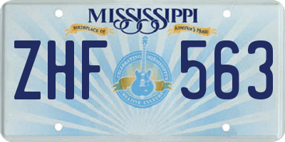 MS license plate ZHF563