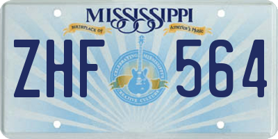 MS license plate ZHF564