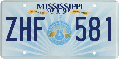 MS license plate ZHF581