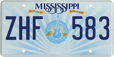 MS license plate ZHF583