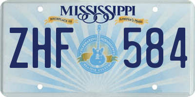 MS license plate ZHF584
