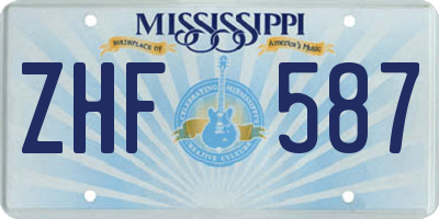MS license plate ZHF587