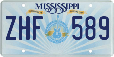 MS license plate ZHF589