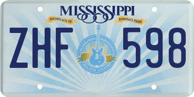 MS license plate ZHF598