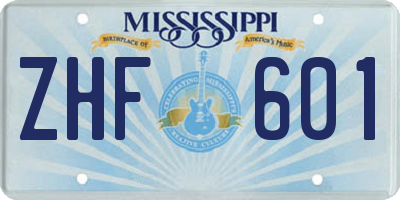 MS license plate ZHF601