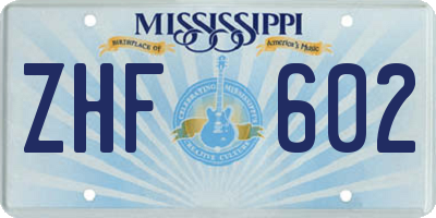 MS license plate ZHF602