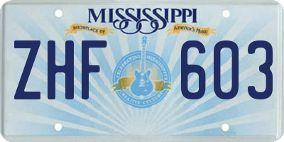 MS license plate ZHF603