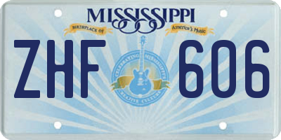 MS license plate ZHF606