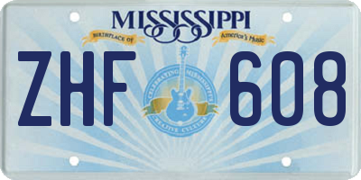 MS license plate ZHF608