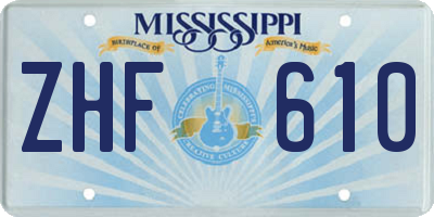 MS license plate ZHF610
