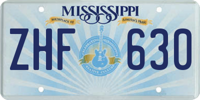 MS license plate ZHF630