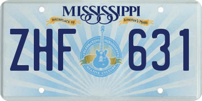 MS license plate ZHF631