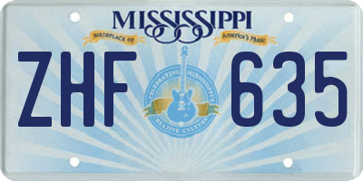 MS license plate ZHF635