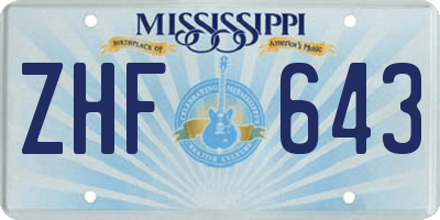 MS license plate ZHF643