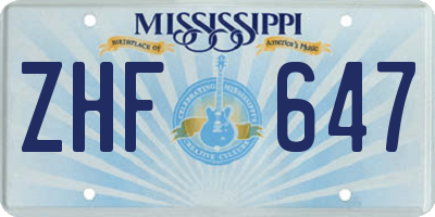 MS license plate ZHF647