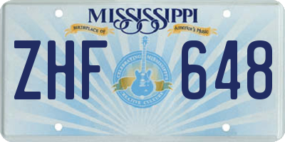 MS license plate ZHF648