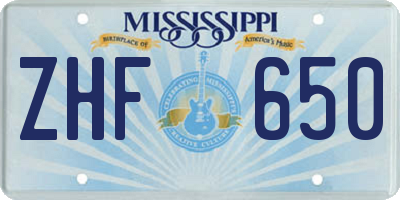 MS license plate ZHF650