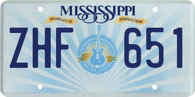 MS license plate ZHF651