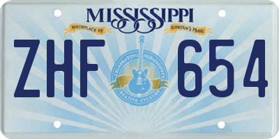 MS license plate ZHF654