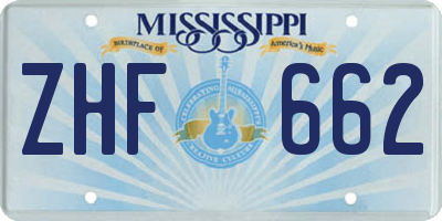 MS license plate ZHF662