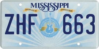 MS license plate ZHF663