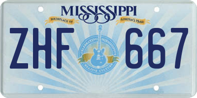 MS license plate ZHF667