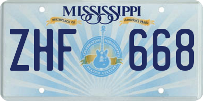 MS license plate ZHF668