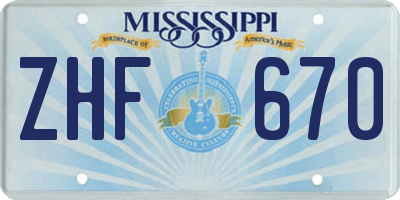 MS license plate ZHF670
