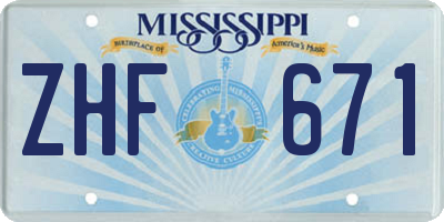 MS license plate ZHF671