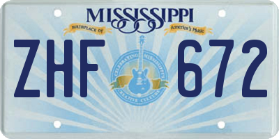 MS license plate ZHF672