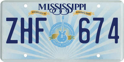 MS license plate ZHF674