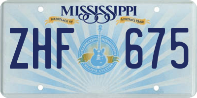 MS license plate ZHF675