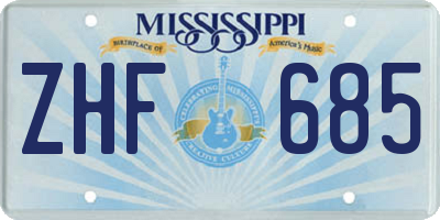 MS license plate ZHF685