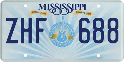 MS license plate ZHF688