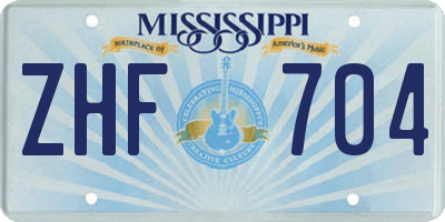 MS license plate ZHF704