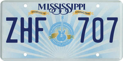 MS license plate ZHF707