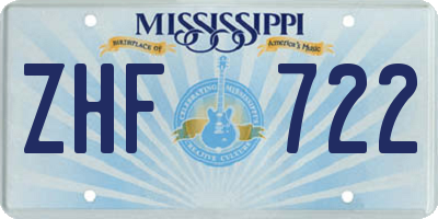 MS license plate ZHF722