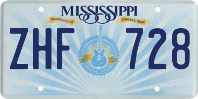 MS license plate ZHF728