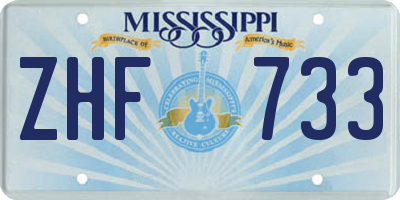 MS license plate ZHF733
