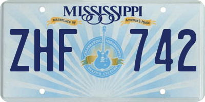 MS license plate ZHF742