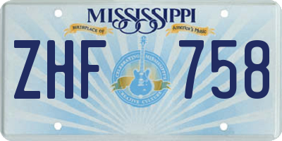 MS license plate ZHF758