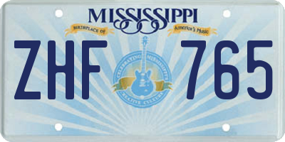 MS license plate ZHF765